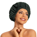 Reusable Shower Cap for Women, Large Waterproof Shower Bonnet Washable Elastic Band Bath Hair Hat for Long Hair, Braids(Green)