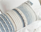 BlissBlush Coastal Blue Decorative Lumbar Pillow Cover 14x36 Boho Long Body Pillow for Bed Farmhouse Lumbar Throw Pillow for Couch Modern Accent Textured Throw Pillowcase