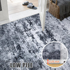 5x7 Area Rug Living Room Rug: Washable Modern Abstract Soft Thin Rug Indoor Floor No Slip Stain Resistant Carpet for Bedroom Dining Room Farmhouse Nursery Home Office - Black