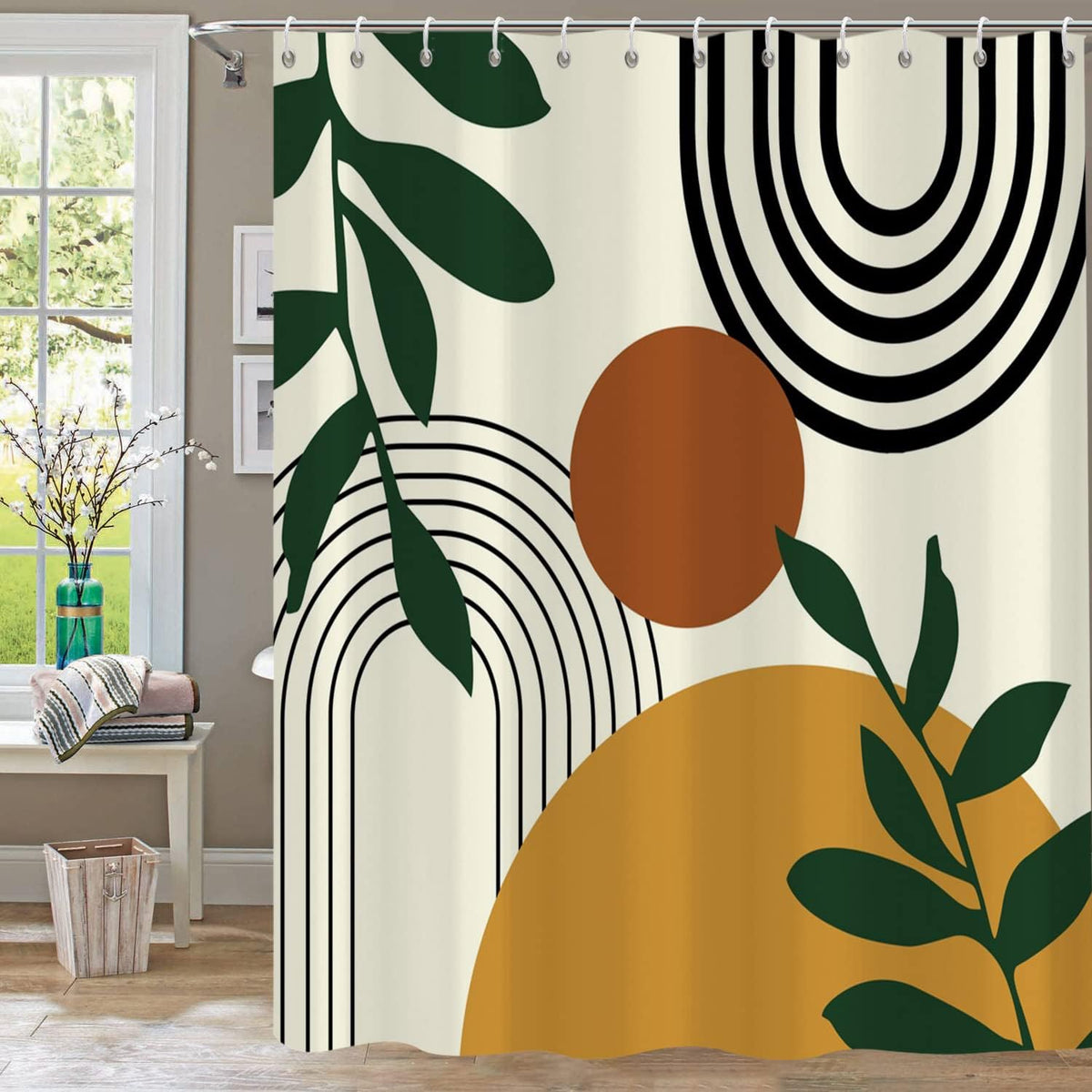 Shower Curtain Blue Eucalyptus Shower Curtains for Bathroom, Watercolor Leaf Shower Curtain Sets Waterproof Plant Shower Curtain Leaves Fabric Cloth Bathroom Curtains 72x72 inch with Hooks