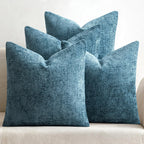MIULEE Pack of 4 Couch Throw Pillow Covers 18x18 Inch Neutral Soft Decorative Chenille Pillow Covers Farmhouse Boho Cushion Covers for Mid Century Modern Spring Home Decor Sofa Bedroom Living Room