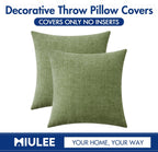 MIULEE Pack of 2 Couch Throw Pillow Covers 18x18 Inch Spring Soft Sage Green Chenille Pillow Covers for Sofa Living Room Solid Dyed Pillow Cases