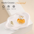 Ceramic Jewelry Tray Trinket Dish, Decorative Cloud Vanity Key Tray for Women, Ring Holder Dish, Cute Jewelry Plate Bowl Room Decor Aesthetic, White, Medium