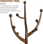 Coat Rack Freestanding Wood Coat Tree Rack with 8 Hooks, Creative Design Tree Branch-look, Standing Coat Rack Clothes Hanger Stand with Stury Base for Entryway, Hallway, Bedroom - Load 160lb (Walnut)