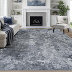 8x10 Area Rugs for Living Room Rug Washable: Abstract Large Rug for Dining Room Bedroom Carpet Non Slip 8 by 10 Indoor Modern Nursery Home Office Blue Grey