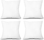 EDOW Throw Pillow Inserts, Set of 4 Lightweight Down Alternative Polyester Pillow, Couch Cushion, Sham Stuffer, Machine Washable. (White, 18x18)