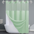 Grey Shower Curtain and Liner Set - 230GSM Waffle Weave Textured Heavy Duty,Hotel Luxury Weighted Bath Curtain,71W x 74H