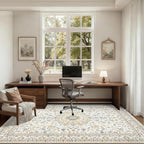 5x7 Area Rugs Living Room Rug: Washable Vintage Boho Rug No Slip Stain Resistant Soft Carpet Indoor Floor Floral Large Carpets for Bedroom Dining Room Farmhouse Nursery Hallway Home Office Beige