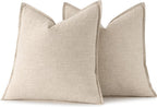 MIULEE Decorative Linen Euro Sham Pillow Covers 24x24 Natural Beige Boho Farmhouse Neutral Couch Throw Pillows for Bed Pack of 2 Accent Modern Pillowcase Sofa Livingroom Home Decor