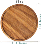 11.5 Inches Candle Holder Tray Home Decor, Round Wood Tray for Coffee Table, Small Wooden Serving Decorative Trays for Home
