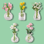 Cute Mini Vase Magnets for Fridge, Tiny Plant Glass Vases with Flowers, Magnetic Refrigerator Decor for Kitchen, Office, Locker (5 Pack)