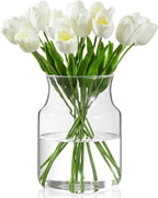 Clear Glass Vase, Large Flower Vase, 8-inch Glass Flower Vase for Plants, Wide Mouth Vase for Home, Wedding, Living Room, Dining Table