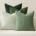 MIULEE Boho Farmhouse Sage Green Throw Pillow Covers 18x18 Inch Set of 4 Mordern Nordic Cushion Covers Soft Corduroy Spring Home Decor for Couch Bed Sofa Living Room Forest Green
