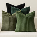 MIULEE Boho Farmhouse Sage Green Throw Pillow Covers 18x18 Inch Set of 4 Mordern Nordic Cushion Covers Soft Corduroy Spring Home Decor for Couch Bed Sofa Living Room Forest Green