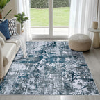 8x10 Area Rugs for Living Room Rug Washable: Abstract Large Rug for Dining Room Bedroom Carpet Non Slip 8 by 10 Indoor Modern Nursery Home Office Blue Grey