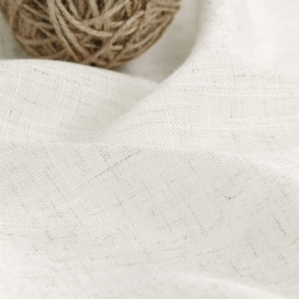 Cream Linen Back Tab Curtains 84 Inch Length for Living Room 2 Panel Set Neutral Modern Farmhouse Window Privacy Semi Sheer Linen Drapes Rustic Pinch Pleated Look Curtain Natural Ivory Colored