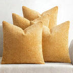 MIULEE Pack of 4 Couch Throw Pillow Covers 18x18 Inch Neutral Soft Decorative Chenille Pillow Covers Farmhouse Boho Cushion Covers for Mid Century Modern Spring Home Decor Sofa Bedroom Living Room