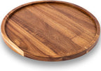 11.5 Inches Candle Holder Tray Home Decor, Round Wood Tray for Coffee Table, Small Wooden Serving Decorative Trays for Home